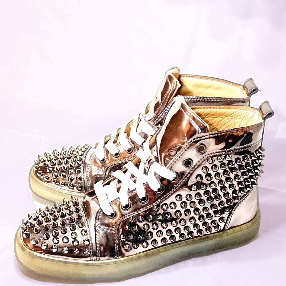 Christian Louboutin Women’s Spike Grey Sneakers - Picture 1 of 4
